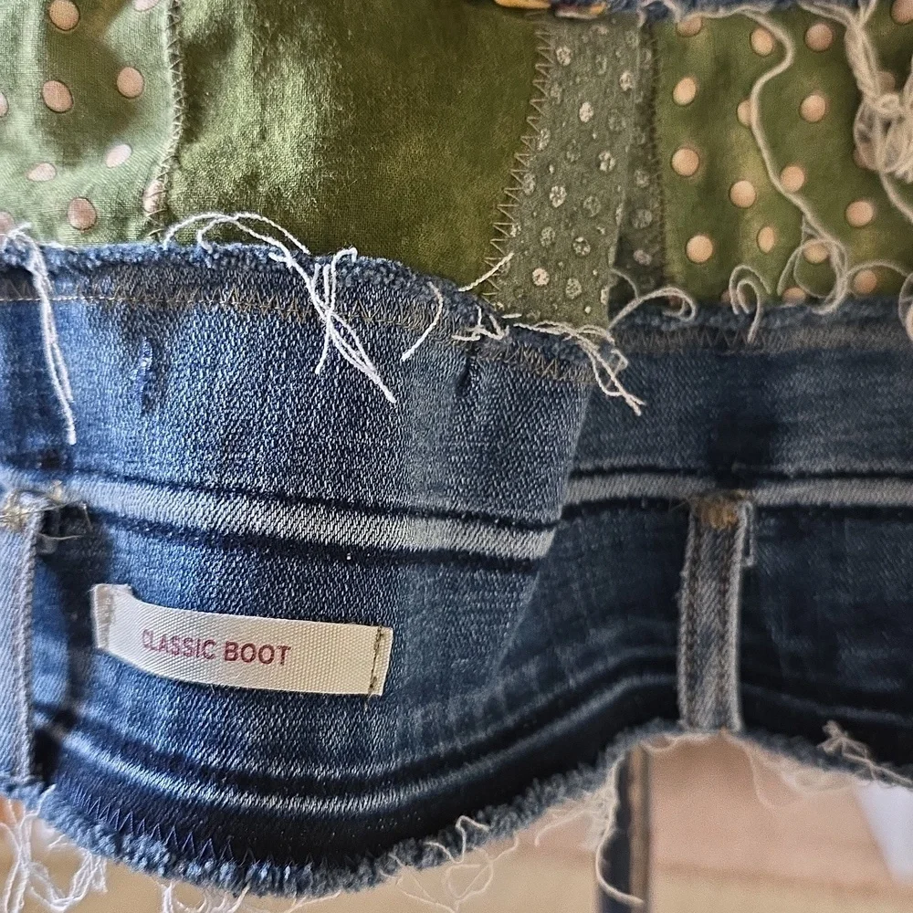 Upcycled Molly Made It Blue & Green Jeans Skirt For Any Age - Picture 6 of 14